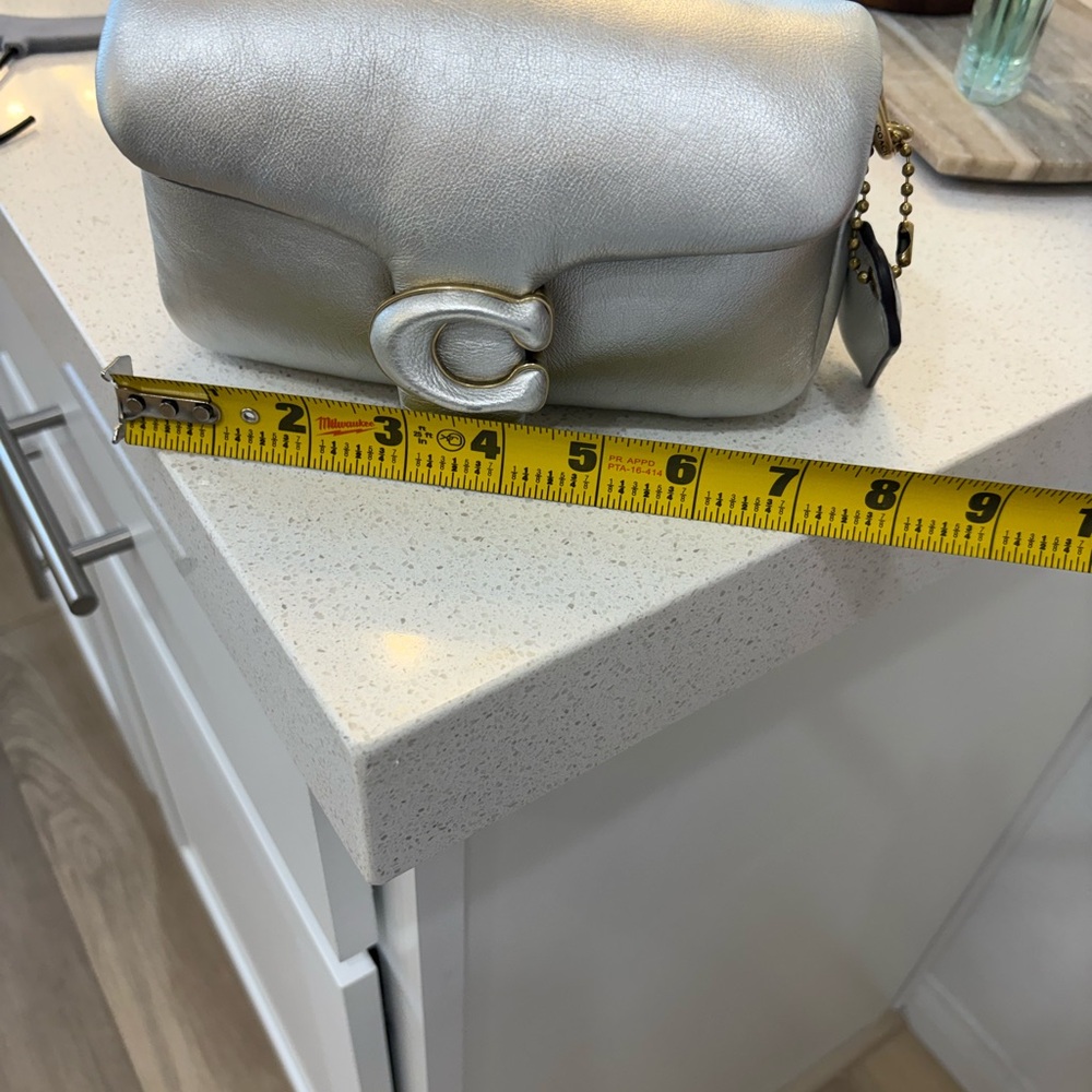 Coach Pillow Tabby MetallicSilver Leather Shoulder Bag - Picture 9 of 12